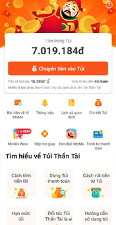 Chọn Rút tiền về Ví MoMo