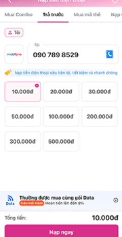 Nhập số tiền cần thanh toán