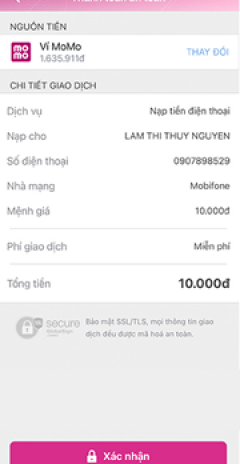 Bấm Thay đổi nguồn tiền thanh toán